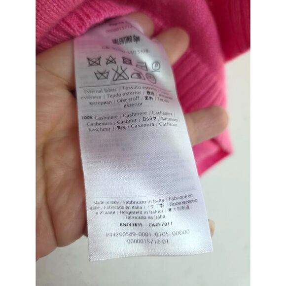 Valentino Women Pink 100% Cashmere Made in Italy Square Neck Sweater size Medium - Picture 9 of 12